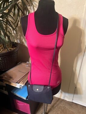 Longchamp Navy Nylon Crossbody with Leather Flap